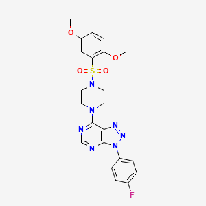 molecular formula C22H22FN7O4S B2893428 7-(4-((2,5-dimethoxyphenyl)sulfonyl)piperazin-1-yl)-3-(4-fluorophenyl)-3H-[1,2,3]triazolo[4,5-d]pyrimidine CAS No. 920391-92-0