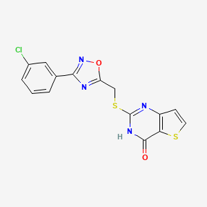 molecular formula C15H9ClN4O2S2 B2893431 2-(((3-(3-chlorophenyl)-1,2,4-oxadiazol-5-yl)methyl)thio)thieno[3,2-d]pyrimidin-4(3H)-one CAS No. 1040665-04-0