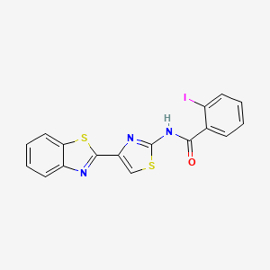 molecular formula C17H10IN3OS2 B2893432 N-[4-(1,3-benzothiazol-2-yl)-1,3-thiazol-2-yl]-2-iodobenzamide CAS No. 477486-62-7