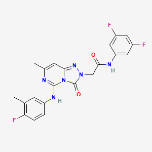 molecular formula C21H17F3N6O2 B2893434 N~1~-(3,5-difluorophenyl)-2-[5-(4-fluoro-3-methylanilino)-7-methyl-3-oxo[1,2,4]triazolo[4,3-c]pyrimidin-2(3H)-yl]acetamide CAS No. 1251609-07-0