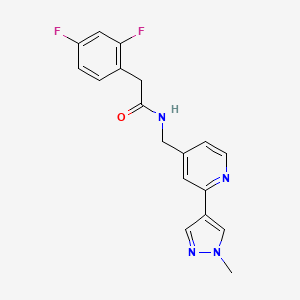 molecular formula C18H16F2N4O B2893439 2-(2,4-二氟苯基)-N-((2-(1-甲基-1H-吡唑-4-基)吡啶-4-基)甲基)乙酰胺 CAS No. 2034609-75-9