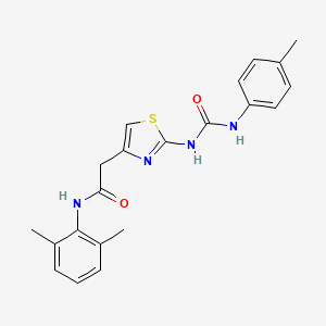 molecular formula C21H22N4O2S B2893443 N-(2,6-dimethylphenyl)-2-(2-(3-(p-tolyl)ureido)thiazol-4-yl)acetamide CAS No. 921484-21-1