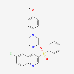 molecular formula C26H24ClN3O3S B2893444 3-(Benzenesulfonyl)-6-chloro-4-[4-(4-methoxyphenyl)piperazin-1-yl]quinoline CAS No. 866812-09-1