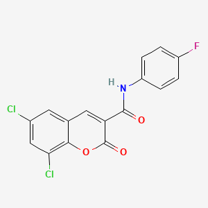 molecular formula C16H8Cl2FNO3 B2893451 6,8-dichloro-N-(4-fluorophenyl)-2-oxo-2H-chromene-3-carboxamide CAS No. 313669-52-2