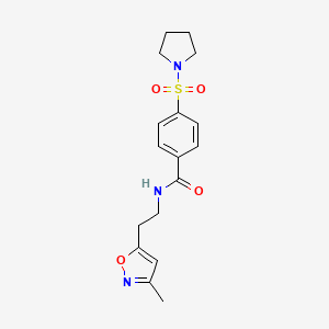 molecular formula C17H21N3O4S B2893456 N-(2-(3-methylisoxazol-5-yl)ethyl)-4-(pyrrolidin-1-ylsulfonyl)benzamide CAS No. 1421501-33-8