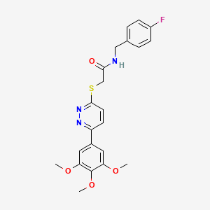 molecular formula C22H22FN3O4S B2893469 N-(4-fluorobenzyl)-2-((6-(3,4,5-trimethoxyphenyl)pyridazin-3-yl)thio)acetamide CAS No. 899968-71-9