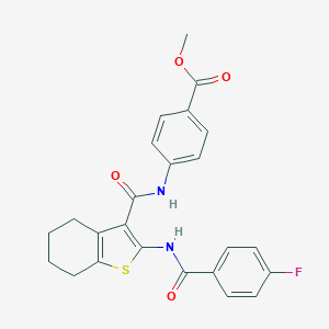 molecular formula C24H21FN2O4S B289347 Methyl 4-[({2-[(4-fluorobenzoyl)amino]-4,5,6,7-tetrahydro-1-benzothien-3-yl}carbonyl)amino]benzoate 