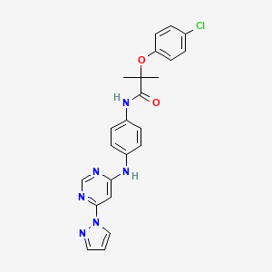 N-(4-((6-(1H-pyrazol-1-yl)pyrimidin-4-yl)amino)phenyl)-2-(4-chlorophenoxy)-2-methylpropanamide
