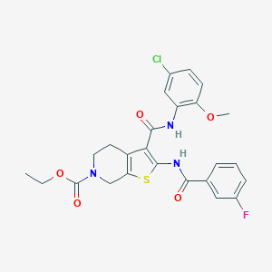 molecular formula C25H23ClFN3O5S B289350 ethyl 3-[(5-chloro-2-methoxyanilino)carbonyl]-2-[(3-fluorobenzoyl)amino]-4,7-dihydrothieno[2,3-c]pyridine-6(5H)-carboxylate 