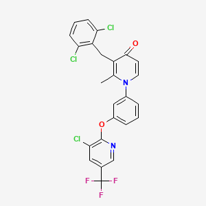 molecular formula C25H16Cl3F3N2O2 B2893503 1-[3-[3-Chloro-5-(trifluoromethyl)pyridin-2-yl]oxyphenyl]-3-[(2,6-dichlorophenyl)methyl]-2-methylpyridin-4-one CAS No. 478246-10-5