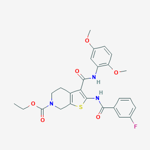 molecular formula C26H26FN3O6S B289351 ethyl 3-[(2,5-dimethoxyanilino)carbonyl]-2-[(3-fluorobenzoyl)amino]-4,7-dihydrothieno[2,3-c]pyridine-6(5H)-carboxylate 