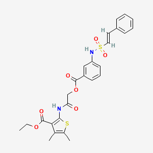 ethyl 4,5-dimethyl-2-[[2-[3-[[(E)-2-phenylethenyl]sulfonylamino]benzoyl]oxyacetyl]amino]thiophene-3-carboxylate
