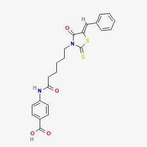 (Z)-4-(6-(5-benzylidene-4-oxo-2-thioxothiazolidin-3-yl)hexanamido)benzoic acid