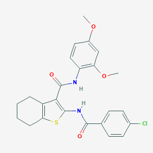 molecular formula C24H23ClN2O4S B289354 2-[(4-chlorobenzoyl)amino]-N-(2,4-dimethoxyphenyl)-4,5,6,7-tetrahydro-1-benzothiophene-3-carboxamide 