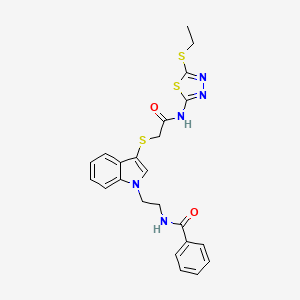 N-[2-[3-[2-[(5-ethylsulfanyl-1,3,4-thiadiazol-2-yl)amino]-2-oxoethyl]sulfanylindol-1-yl]ethyl]benzamide
