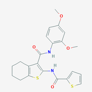 molecular formula C22H22N2O4S2 B289355 N-(2,4-dimethoxyphenyl)-2-[(thiophen-2-ylcarbonyl)amino]-4,5,6,7-tetrahydro-1-benzothiophene-3-carboxamide 