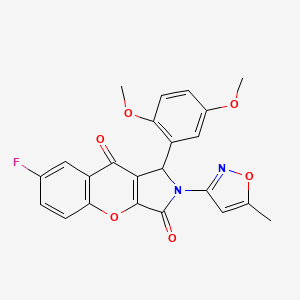 molecular formula C23H17FN2O6 B2893553 1-(2,5-二甲氧基苯基)-7-氟-2-(5-甲基异恶唑-3-基)-1,2-二氢色烯并[2,3-c]吡咯-3,9-二酮 CAS No. 874396-06-2
