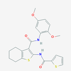 molecular formula C22H22N2O4S2 B289356 N-(2,5-dimethoxyphenyl)-2-[(2-thienylcarbonyl)amino]-4,5,6,7-tetrahydro-1-benzothiophene-3-carboxamide 