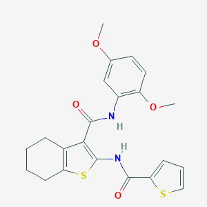 molecular formula C22H22N2O4S2 B289356 N-(2,5-DIMETHOXYPHENYL)-2-(THIOPHENE-2-AMIDO)-4,5,6,7-TETRAHYDRO-1-BENZOTHIOPHENE-3-CARBOXAMIDE 