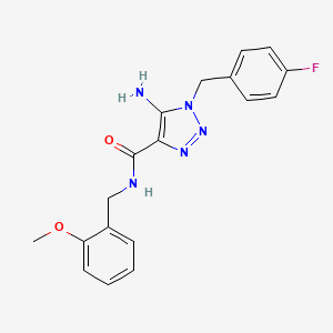 molecular formula C18H18FN5O2 B2893566 5-amino-1-(4-fluorobenzyl)-N-(2-methoxybenzyl)-1H-1,2,3-triazole-4-carboxamide CAS No. 899973-23-0