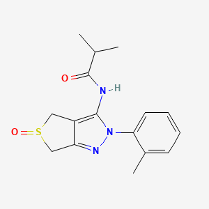 molecular formula C16H19N3O2S B2893590 N-(5-oxido-2-(o-tolyl)-4,6-dihydro-2H-thieno[3,4-c]pyrazol-3-yl)isobutyramide CAS No. 1019099-90-1