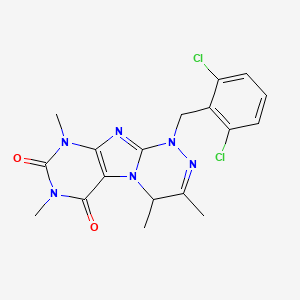 molecular formula C18H18Cl2N6O2 B2893600 1-(2,6-dichlorobenzyl)-3,4,7,9-tetramethyl-7,9-dihydro-[1,2,4]triazino[3,4-f]purine-6,8(1H,4H)-dione CAS No. 898412-99-2