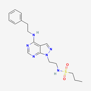 molecular formula C18H24N6O2S B2893604 N-(2-(4-(phenethylamino)-1H-pyrazolo[3,4-d]pyrimidin-1-yl)ethyl)propane-1-sulfonamide CAS No. 1172830-23-7