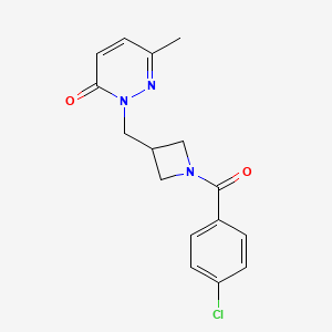 molecular formula C16H16ClN3O2 B2893607 2-[[1-(4-Chlorobenzoyl)azetidin-3-yl]methyl]-6-methylpyridazin-3-one CAS No. 2309573-15-5