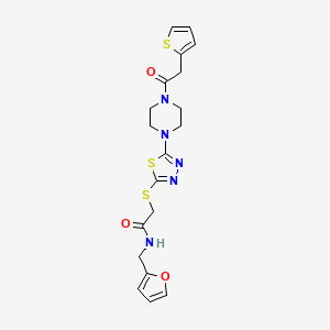 N-(furan-2-ylmethyl)-2-((5-(4-(2-(thiophen-2-yl)acetyl)piperazin-1-yl)-1,3,4-thiadiazol-2-yl)thio)acetamide
