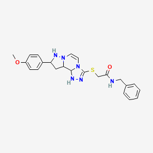 molecular formula C23H20N6O2S B2893619 N-benzyl-2-{[11-(4-methoxyphenyl)-3,4,6,9,10-pentaazatricyclo[7.3.0.0^{2,6}]dodeca-1(12),2,4,7,10-pentaen-5-yl]sulfanyl}acetamide CAS No. 1207000-15-4