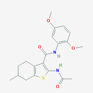 molecular formula C20H24N2O4S B289362 2-(acetylamino)-N-(2,5-dimethoxyphenyl)-6-methyl-4,5,6,7-tetrahydro-1-benzothiophene-3-carboxamide 