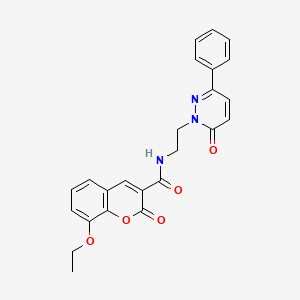 molecular formula C24H21N3O5 B2893635 8-ethoxy-2-oxo-N-(2-(6-oxo-3-phenylpyridazin-1(6H)-yl)ethyl)-2H-chromene-3-carboxamide CAS No. 921572-10-3