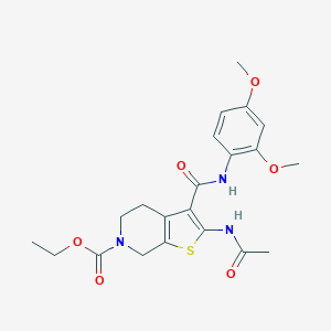 molecular formula C21H25N3O6S B289364 ethyl 2-(acetylamino)-3-[(2,4-dimethoxyphenyl)carbamoyl]-4,7-dihydrothieno[2,3-c]pyridine-6(5H)-carboxylate 