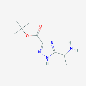 molecular formula C9H16N4O2 B2893648 Tert-butyl 5-(1-aminoethyl)-1H-1,2,4-triazole-3-carboxylate CAS No. 2248273-95-0