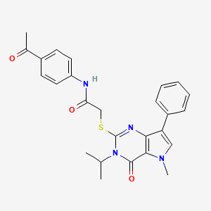 molecular formula C26H26N4O3S B2893652 N-(4-acetylphenyl)-2-((3-isopropyl-5-methyl-4-oxo-7-phenyl-4,5-dihydro-3H-pyrrolo[3,2-d]pyrimidin-2-yl)thio)acetamide CAS No. 1115338-45-8