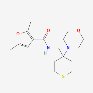 molecular formula C17H26N2O3S B2893657 2,5-Dimethyl-N-[(4-morpholin-4-ylthian-4-yl)methyl]furan-3-carboxamide CAS No. 2380097-59-4