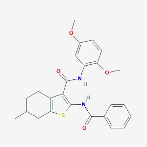 molecular formula C25H26N2O4S B289366 2-(benzoylamino)-N-(2,5-dimethoxyphenyl)-6-methyl-4,5,6,7-tetrahydro-1-benzothiophene-3-carboxamide 