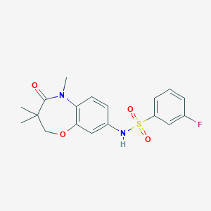 molecular formula C18H19FN2O4S B2893670 3-fluoro-N-(3,3,5-trimethyl-4-oxo-2,3,4,5-tetrahydrobenzo[b][1,4]oxazepin-8-yl)benzenesulfonamide CAS No. 922093-34-3