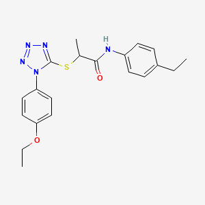 molecular formula C20H23N5O2S B2893672 2-((1-(4-ethoxyphenyl)-1H-tetrazol-5-yl)thio)-N-(4-ethylphenyl)propanamide CAS No. 890639-67-5