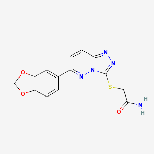 molecular formula C14H11N5O3S B2893679 2-[[6-(1,3-Benzodioxol-5-yl)-[1,2,4]triazolo[4,3-b]pyridazin-3-yl]sulfanyl]acetamide CAS No. 894063-29-7