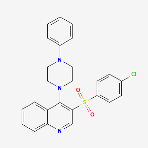 molecular formula C25H22ClN3O2S B2893698 3-((4-Chlorophenyl)sulfonyl)-4-(4-phenylpiperazin-1-yl)quinoline CAS No. 887224-54-6