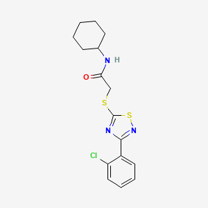 molecular formula C16H18ClN3OS2 B2893700 2-((3-(2-chlorophenyl)-1,2,4-thiadiazol-5-yl)thio)-N-cyclohexylacetamide CAS No. 864919-45-9