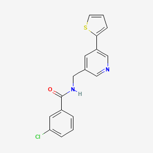 3-chloro-N-((5-(thiophen-2-yl)pyridin-3-yl)methyl)benzamide