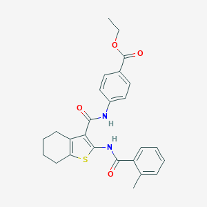 molecular formula C26H26N2O4S B289371 Ethyl 4-[({2-[(2-methylbenzoyl)amino]-4,5,6,7-tetrahydro-1-benzothien-3-yl}carbonyl)amino]benzoate 