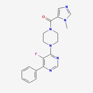 molecular formula C19H19FN6O B2893710 [4-(5-Fluoro-6-phenylpyrimidin-4-yl)piperazin-1-yl]-(3-methylimidazol-4-yl)methanone CAS No. 2380067-65-0