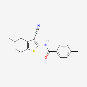 molecular formula C18H18N2OS B2893714 N-(3-cyano-5-methyl-4,5,6,7-tetrahydro-1-benzothiophen-2-yl)-4-methylbenzamide CAS No. 475044-40-7