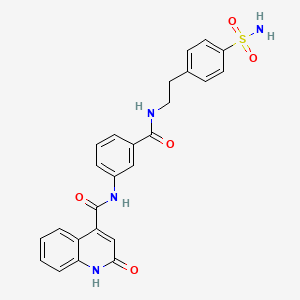 molecular formula C25H22N4O5S B2893716 2-oxo-N-(3-{[2-(4-sulfamoylphenyl)ethyl]carbamoyl}phenyl)-1,2-dihydroquinoline-4-carboxamide CAS No. 939760-13-1