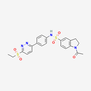 molecular formula C22H22N4O5S2 B2893719 1-acetyl-N-(4-(6-(ethylsulfonyl)pyridazin-3-yl)phenyl)indoline-5-sulfonamide CAS No. 921544-32-3