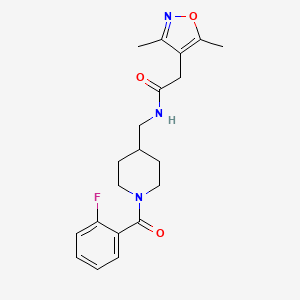 molecular formula C20H24FN3O3 B2893737 2-(3,5-dimethylisoxazol-4-yl)-N-((1-(2-fluorobenzoyl)piperidin-4-yl)methyl)acetamide CAS No. 1797074-69-1