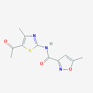 molecular formula C11H11N3O3S B2893750 N-(5-乙酰基-4-甲基噻唑-2-基)-5-甲基异恶唑-3-甲酰胺 CAS No. 955673-02-6